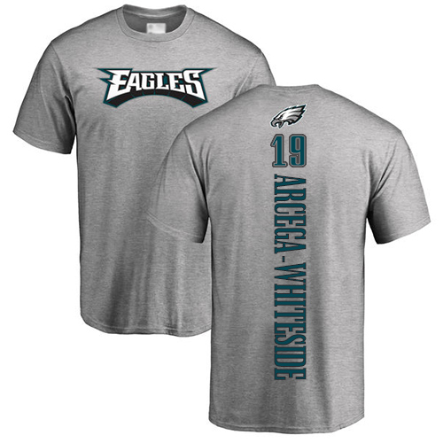Men Philadelphia Eagles #19 JJ Arcega-Whiteside Ash Backer NFL T Shirt->nfl t-shirts->Sports Accessory